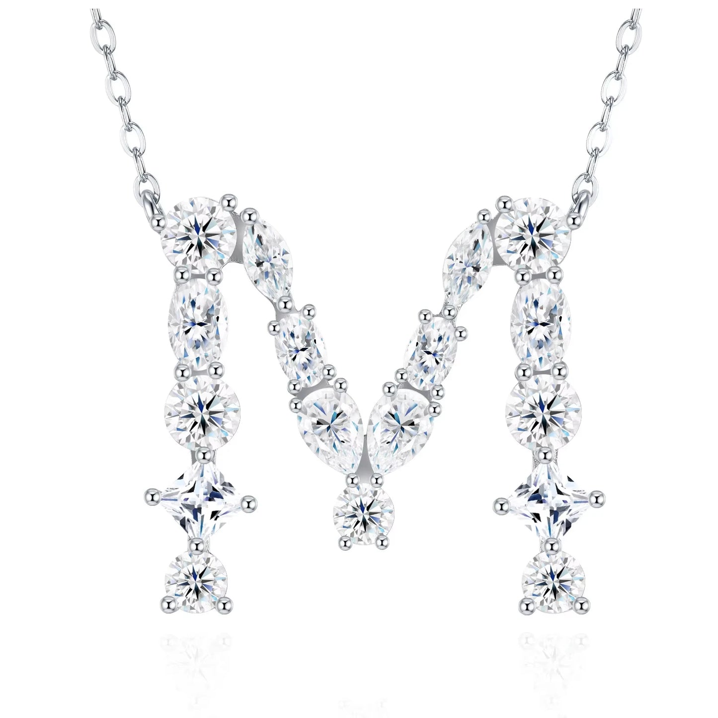 Moissanite Initial 925 Silver Necklace