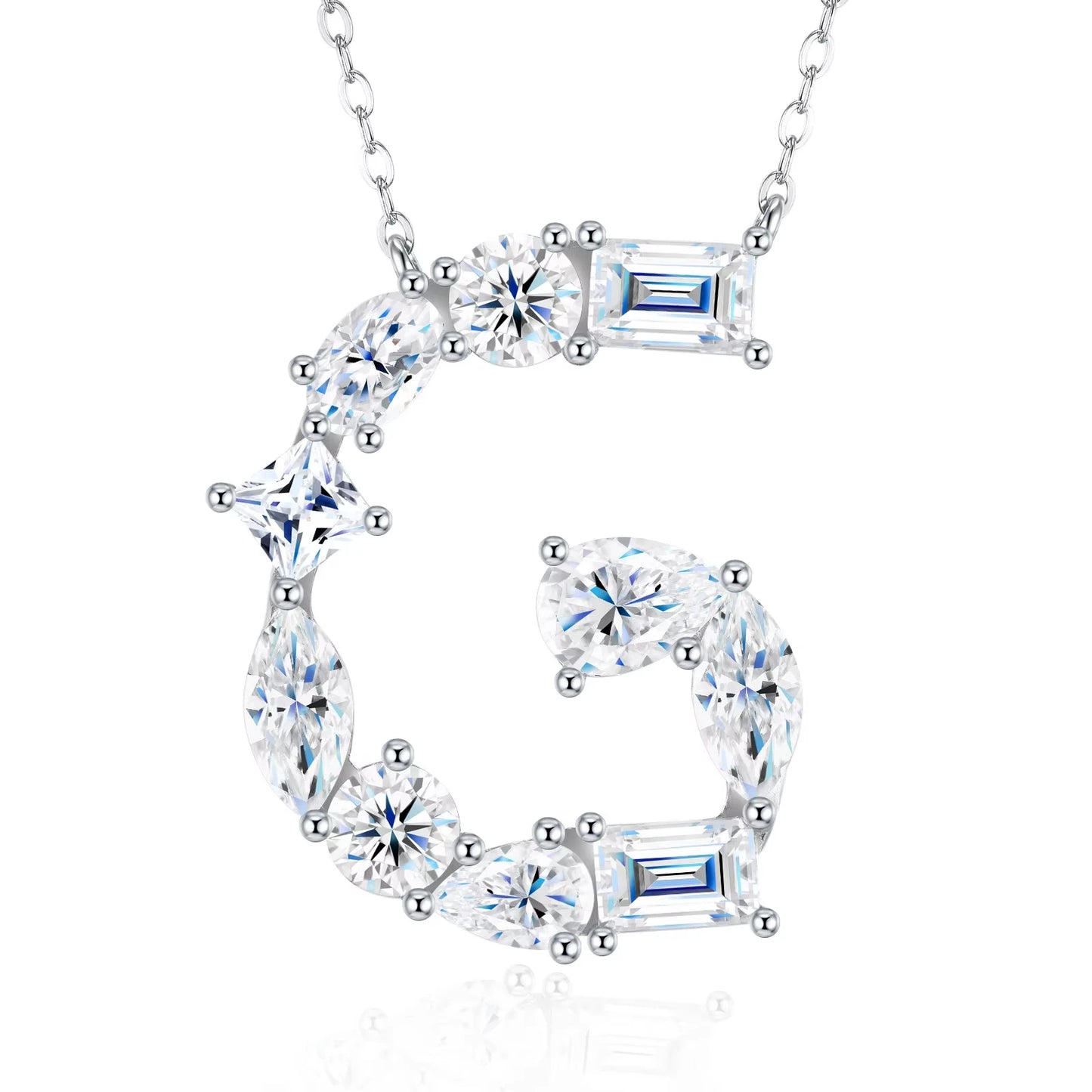 Moissanite Initial 925 Silver Necklace