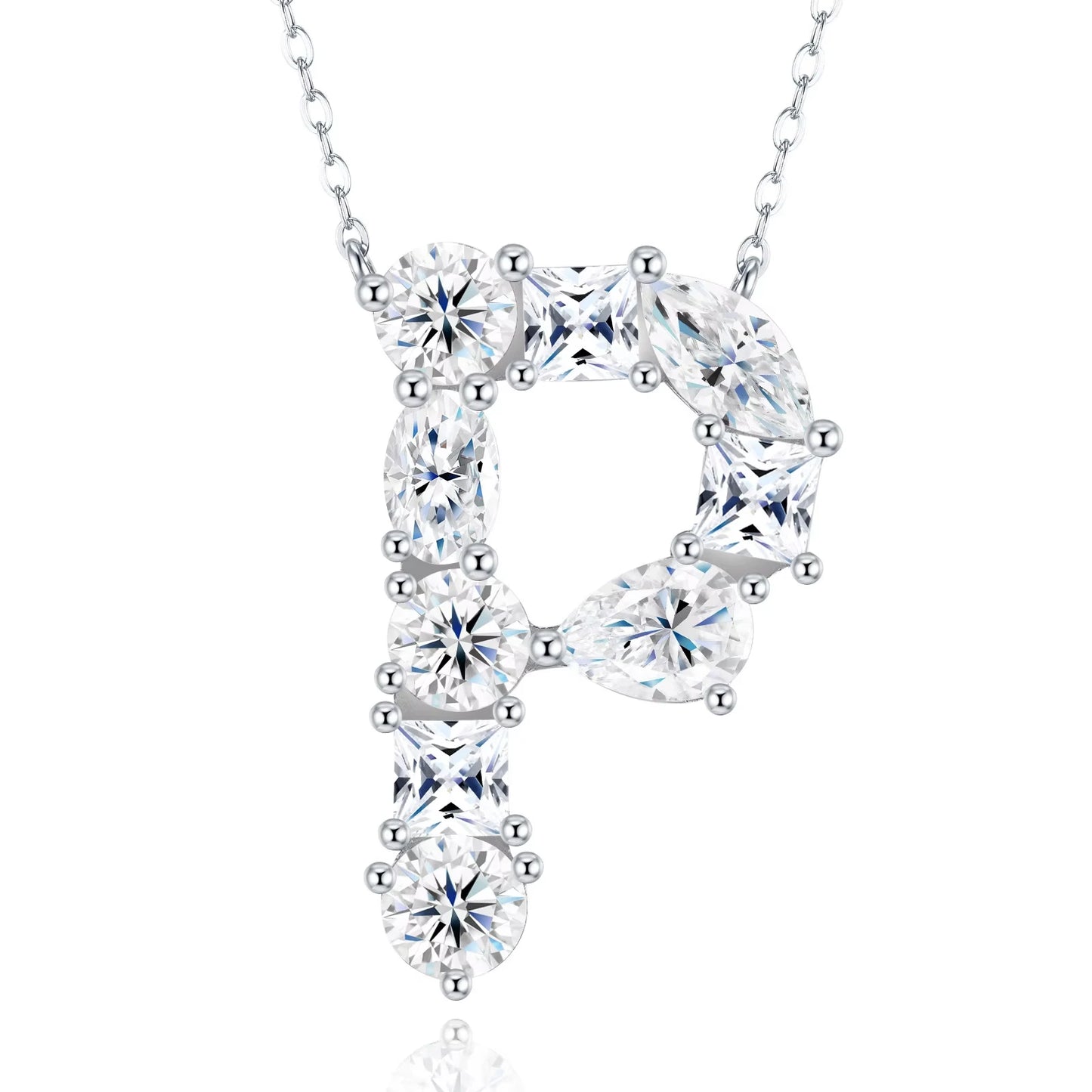 Moissanite Initial 925 Silver Necklace