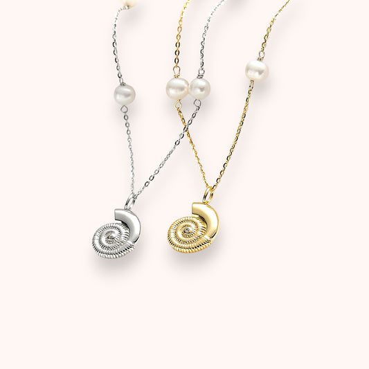 Sea Shell Freshwater Pearl Necklace – 925 Sterling Silver