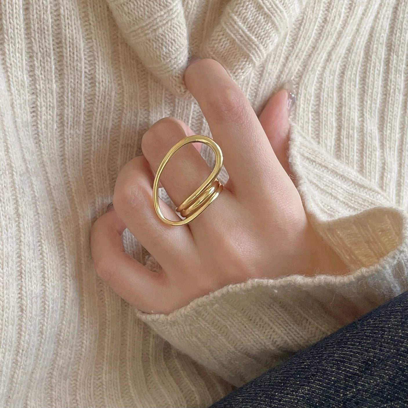 Loop Wave Adjustable 925 Sterling Silver Ring