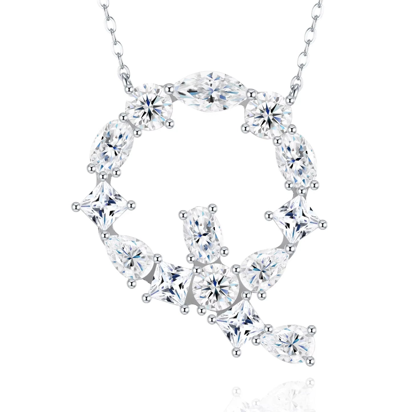 Moissanite Initial 925 Silver Necklace