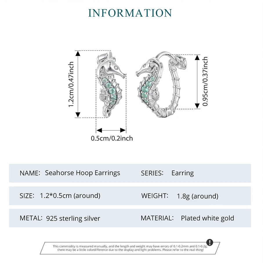 Seahorse Hoop 925 Sterling Silver Earrings