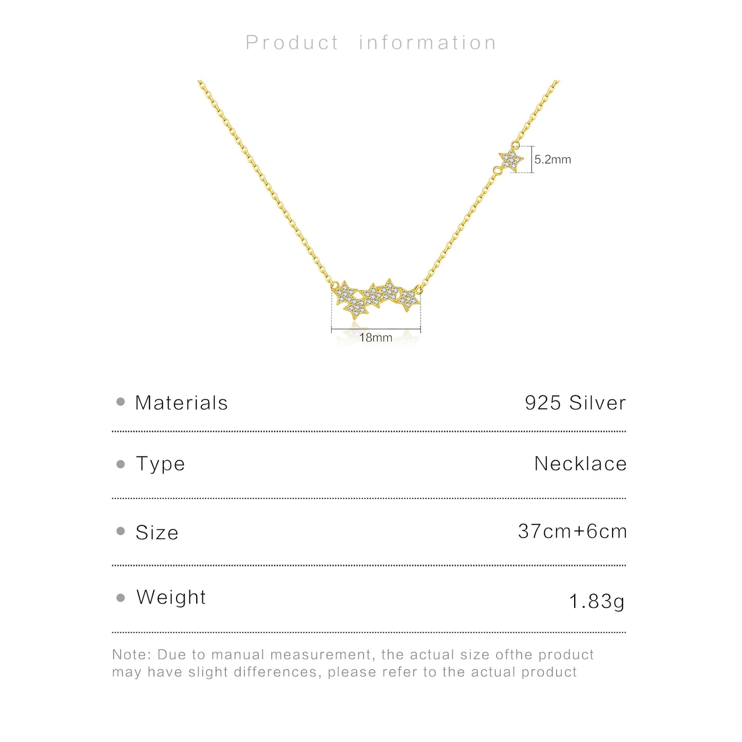 Triple Star Adjustable 925 Sterling Silver Necklace | Minimal Gold Star Jewelry