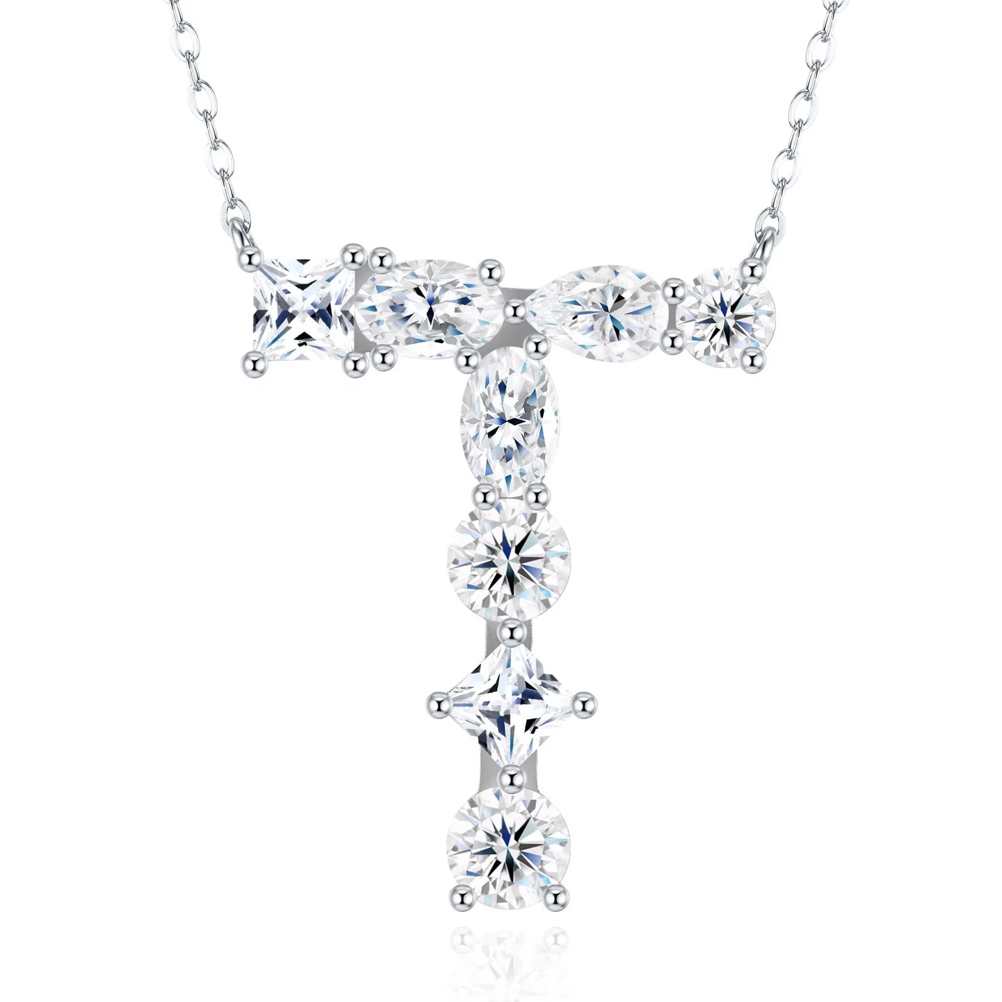 Moissanite Initial 925 Silver Necklace