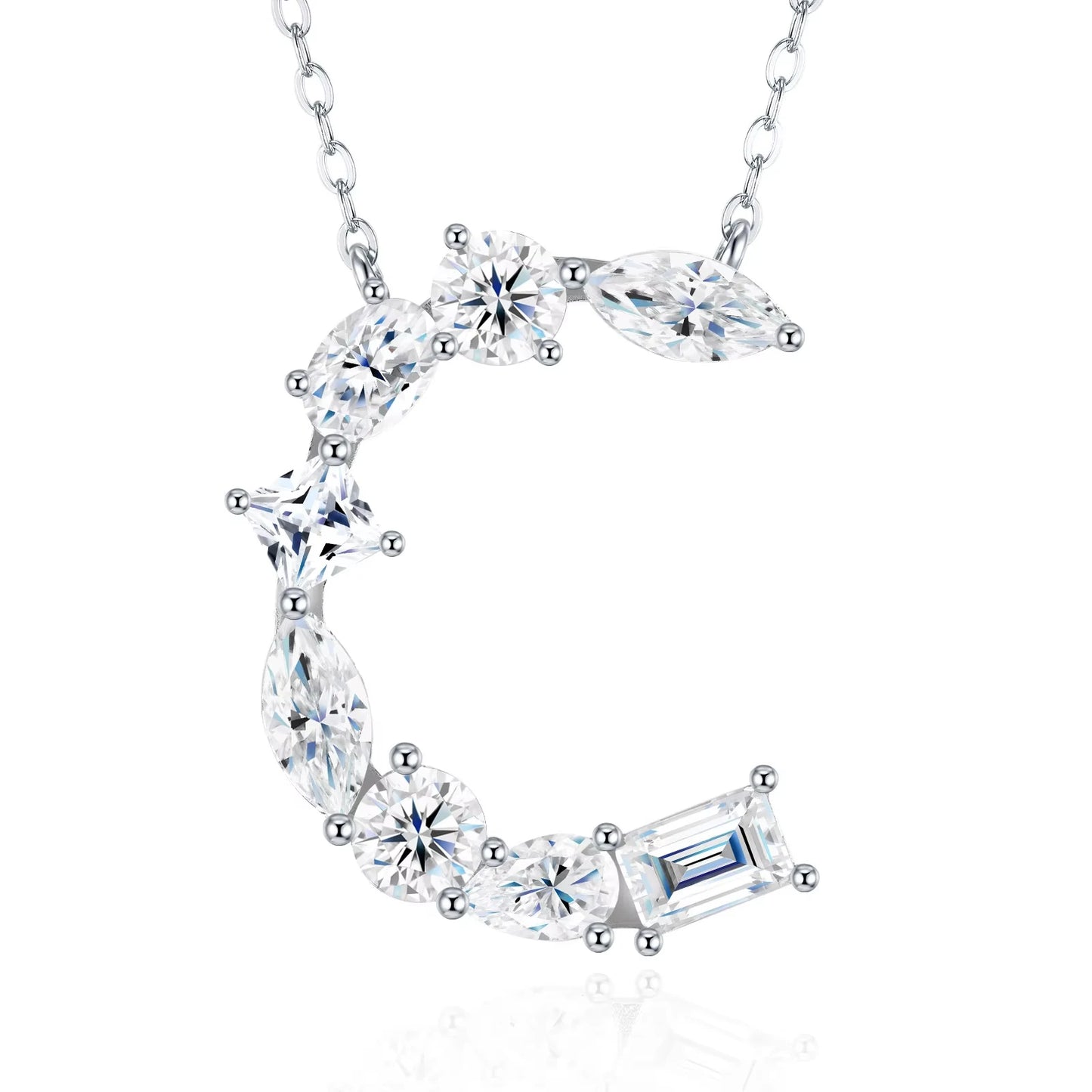 Moissanite Initial 925 Silver Necklace