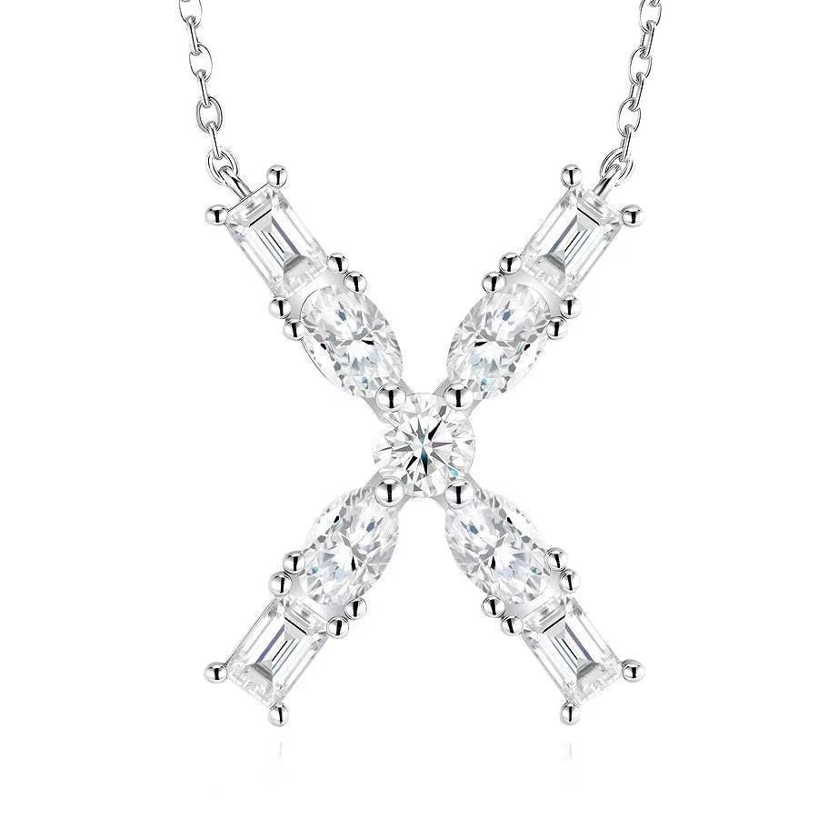 Moissanite Initial 925 Silver Necklace