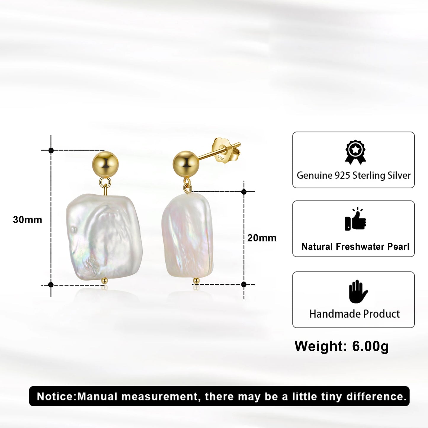 Baroque Freshwater Pearl Drops | 925 sterling silver Earrings