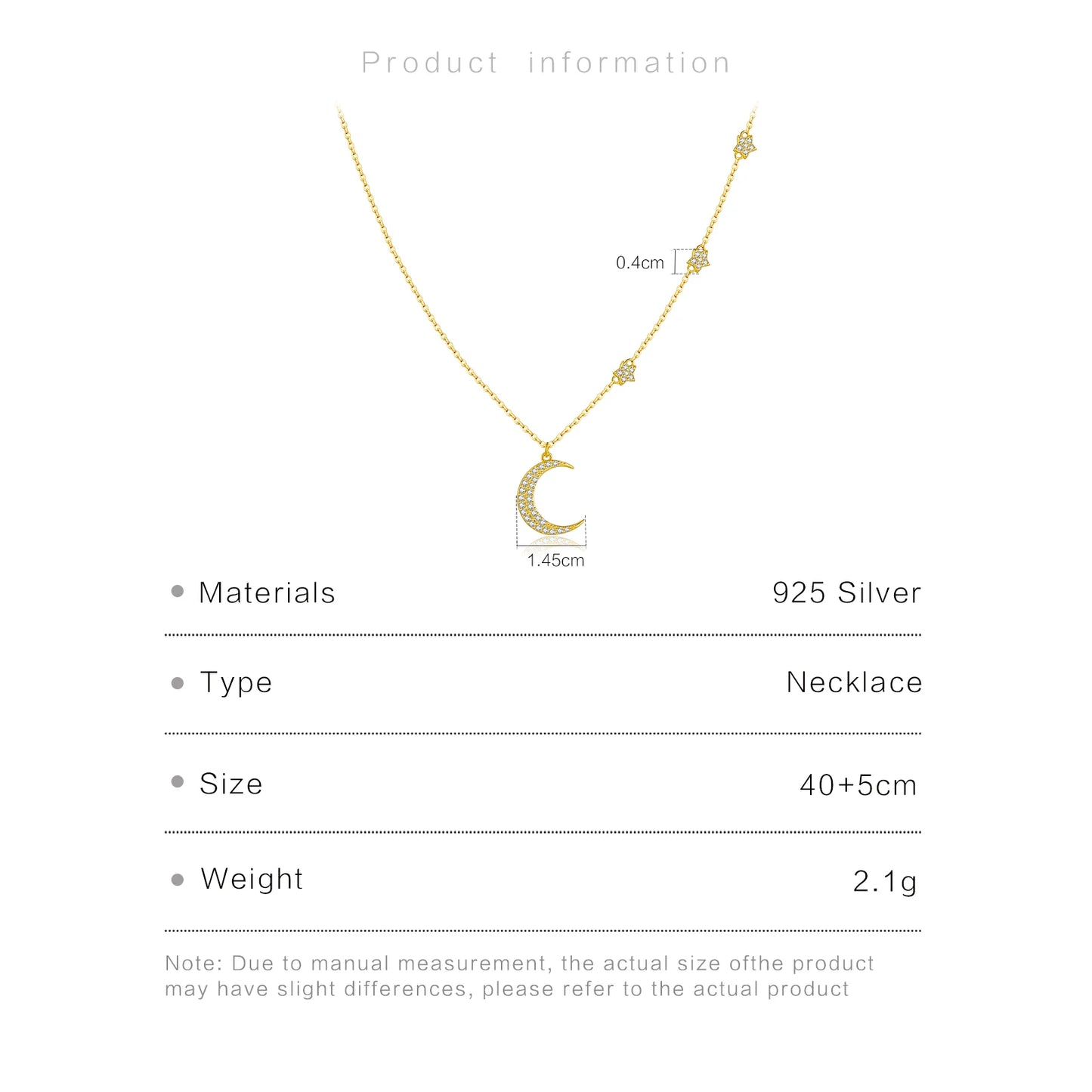 Moonlit Sparkle 925 Sterling Silver Necklace