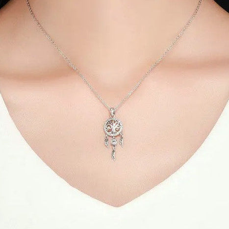 Tree of Life Dreamcatcher Necklace – 925 Sterling Silver