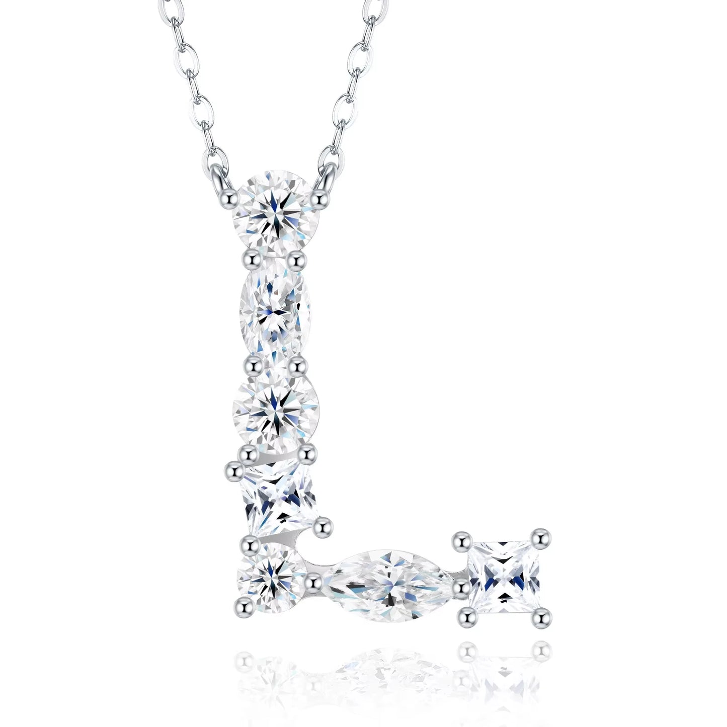 Moissanite Initial 925 Silver Necklace