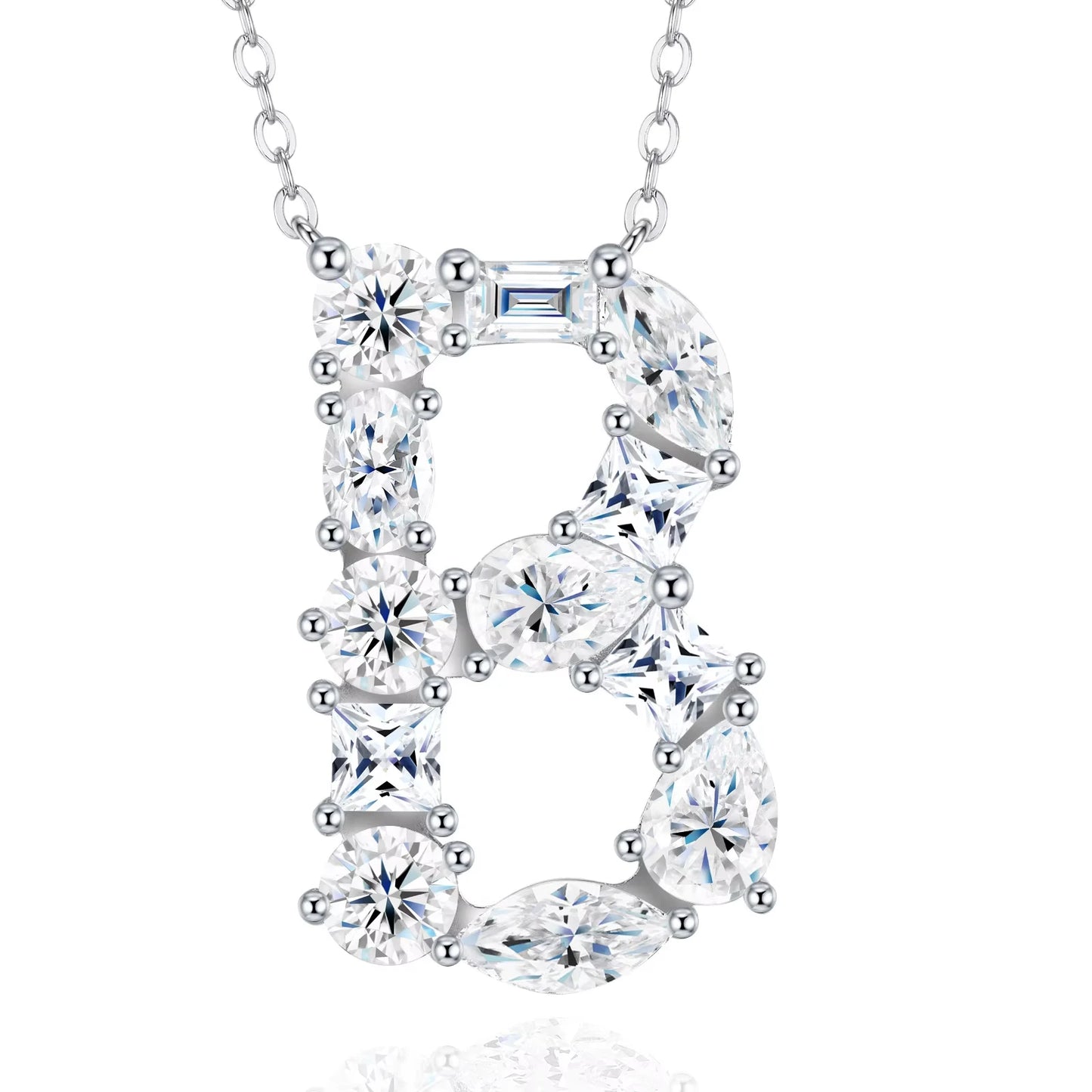 Moissanite Initial 925 Silver Necklace