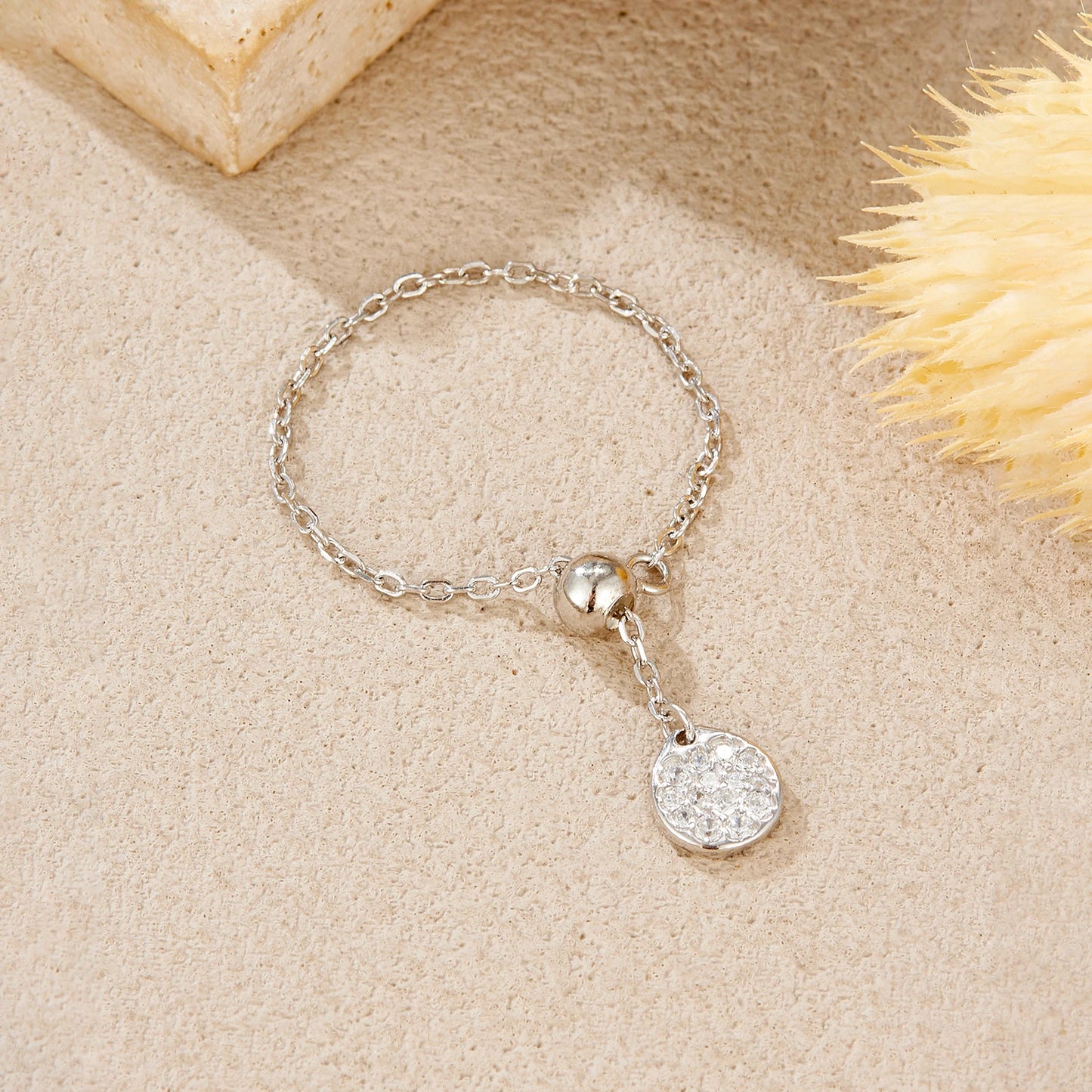 Dainty Flat Charm 925 Sterling Silver Ring