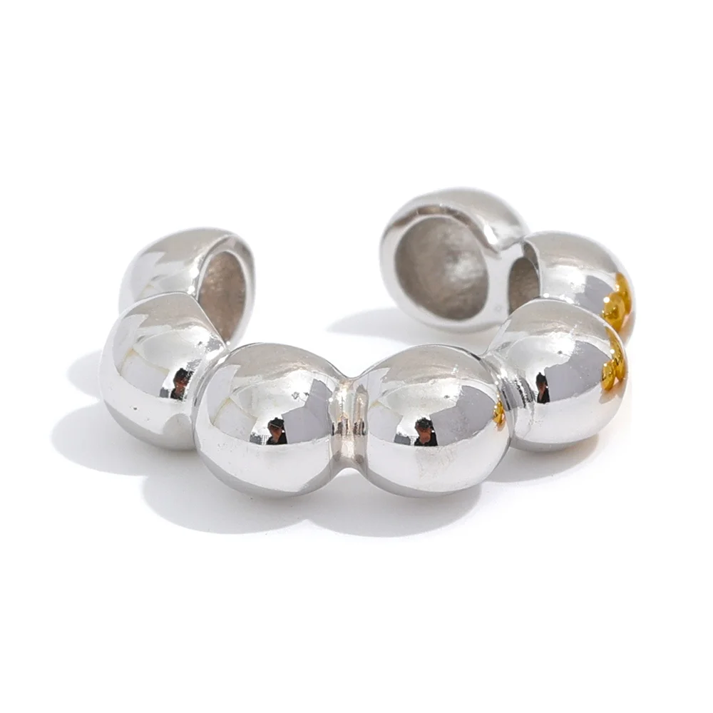 Glossy Bead 925 Silver Ear Cuff