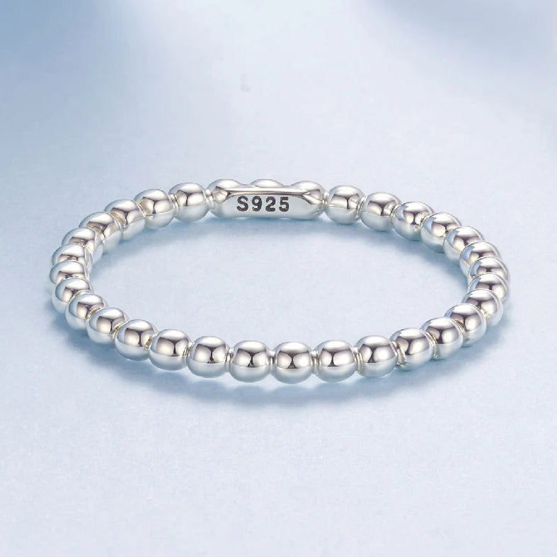 Eternity Bead 925 Sterling Silver Ring | Minimal Silver Band Ring
