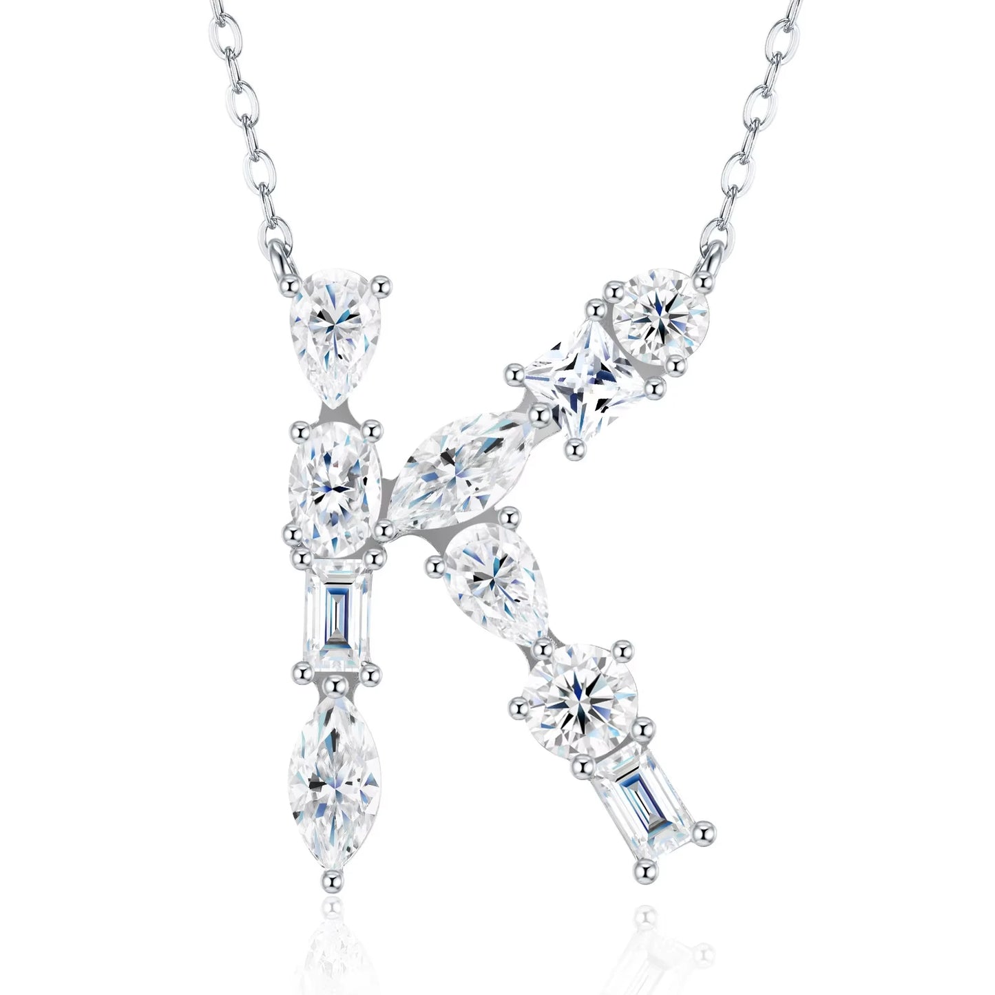 Moissanite Initial 925 Silver Necklace