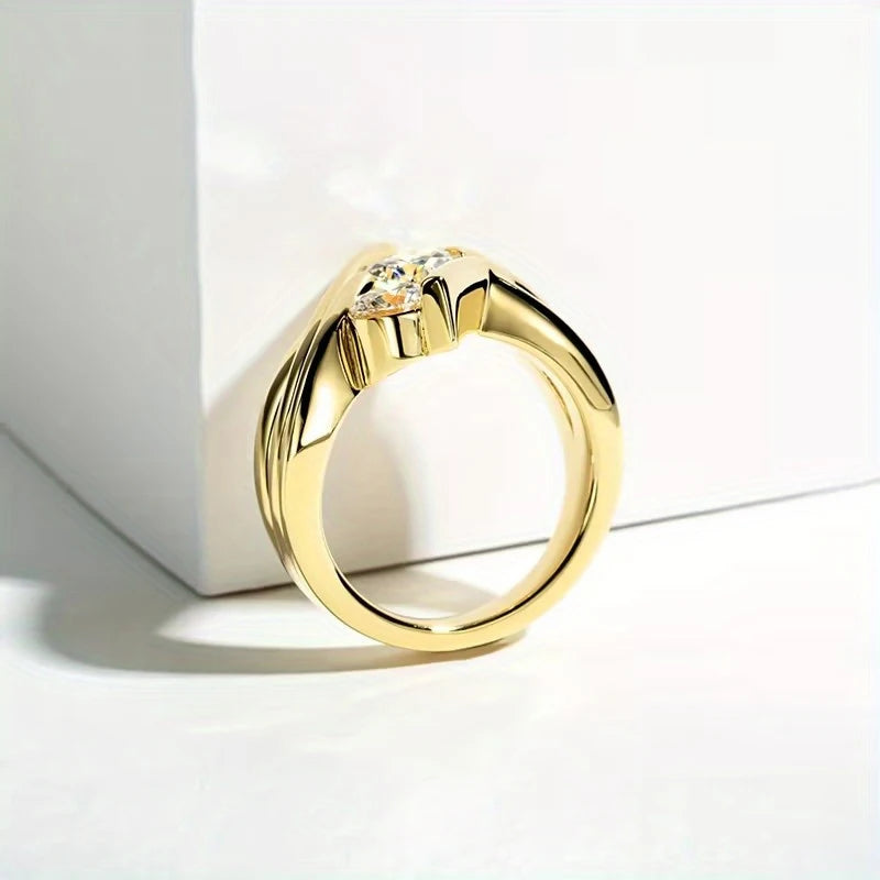 Three-Stone Moissanite Wave 925 Sterling Silver Ring