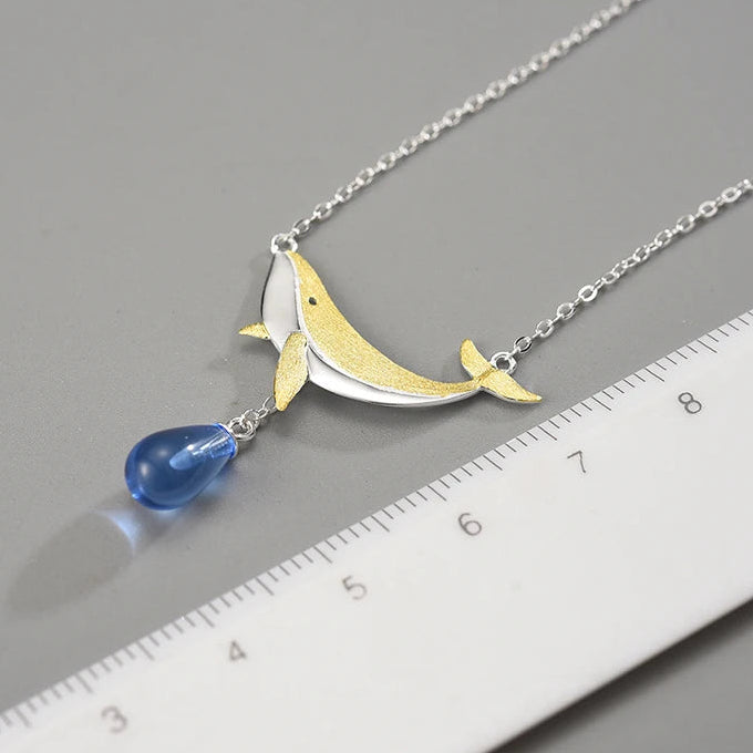 Ocean Whale Drop 925 Sterling Silver Necklace