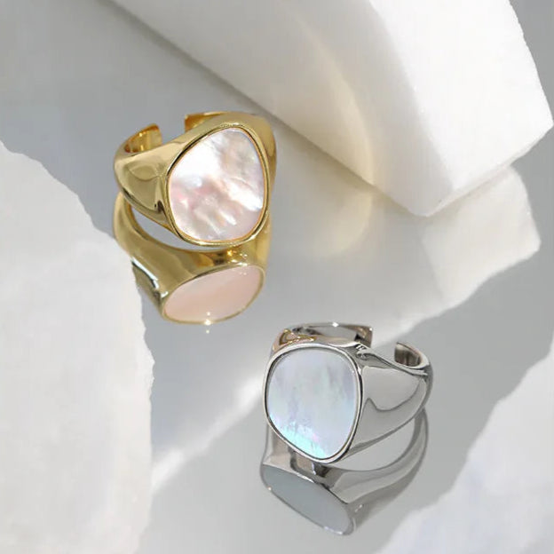 Shell Adjustable 925 Silver Sterling Ring