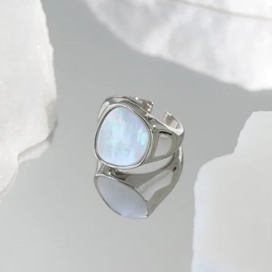 Shell Adjustable 925 Silver Sterling Ring