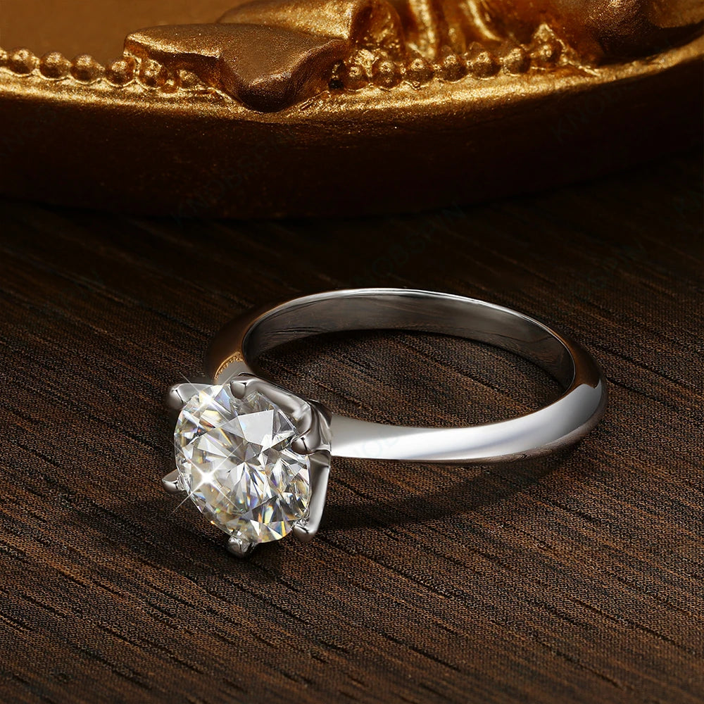 Moissanite Engagement Ring: 925 Sterling Silver, 3.0 ct Round Cut