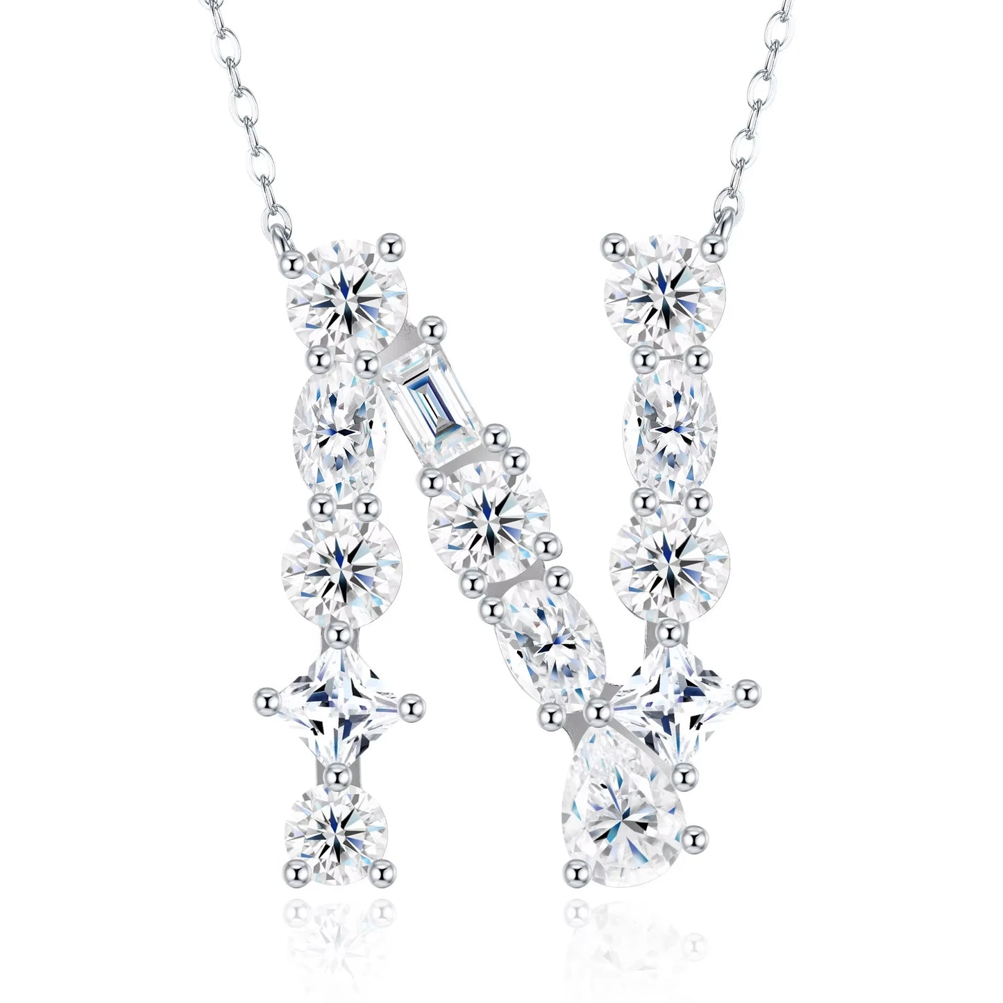 Moissanite Initial 925 Silver Necklace