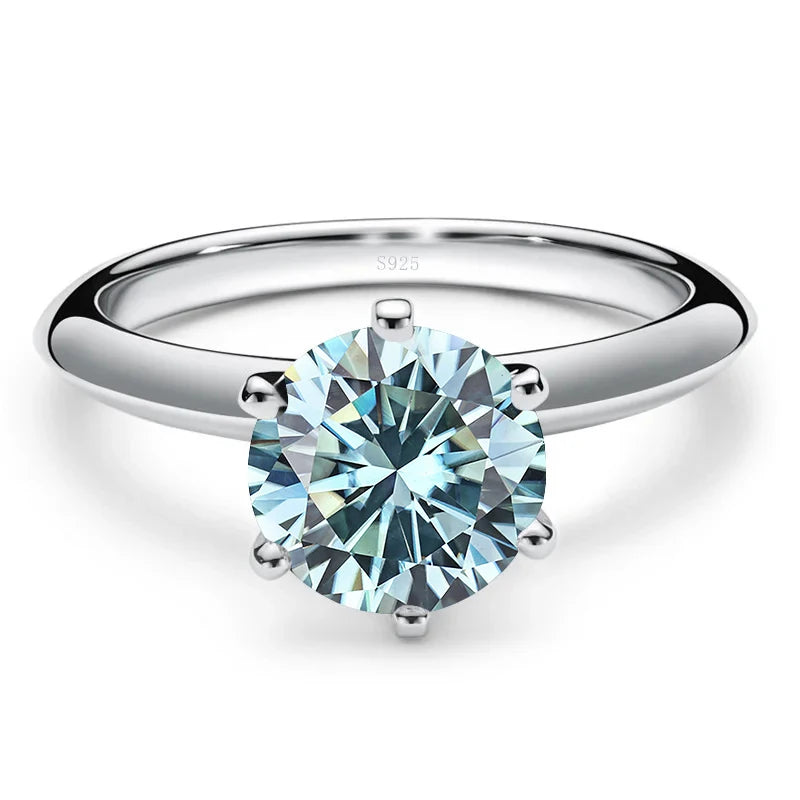 Blue Moissanite 925 Sterling Silver Ring