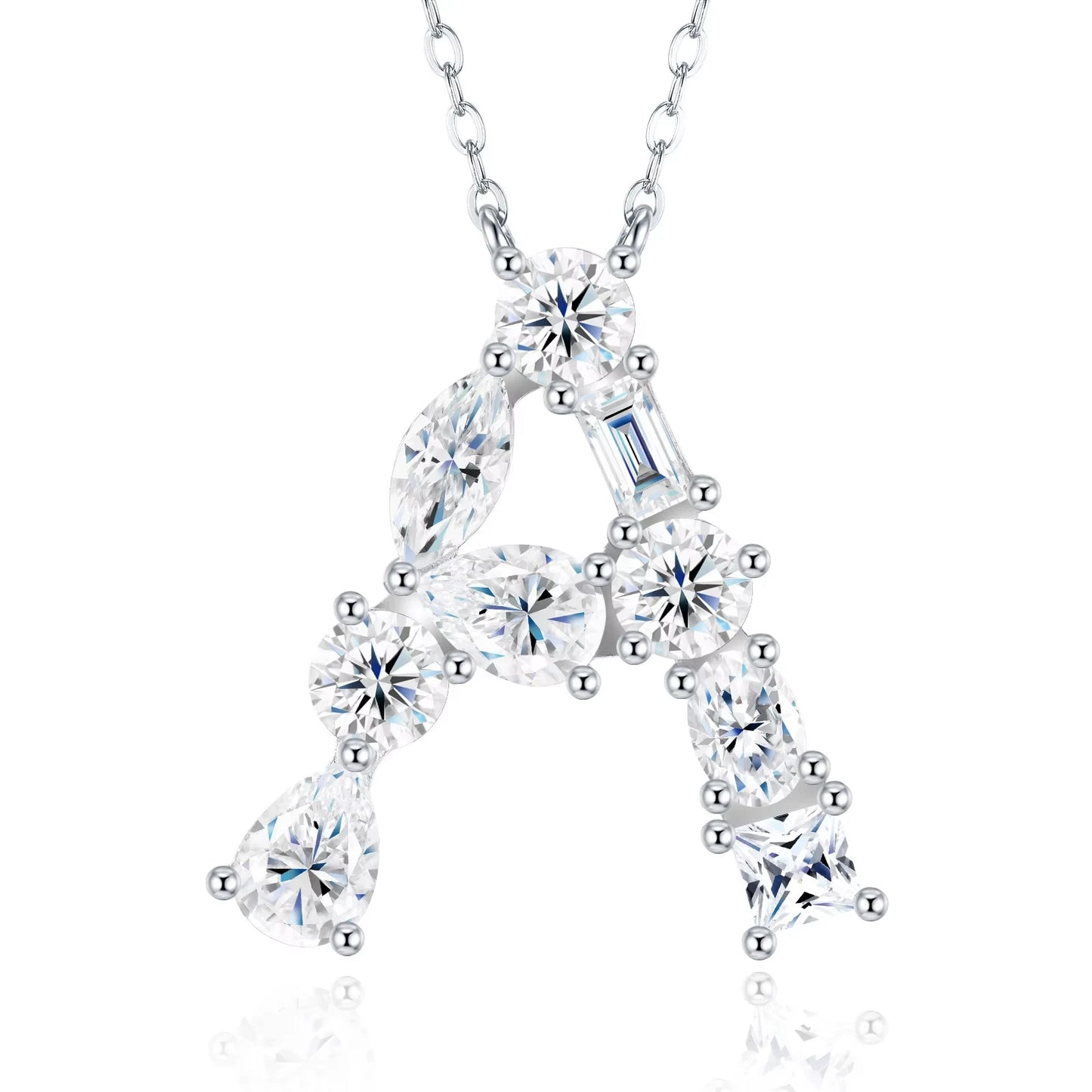 Moissanite Initial 925 Silver Necklace