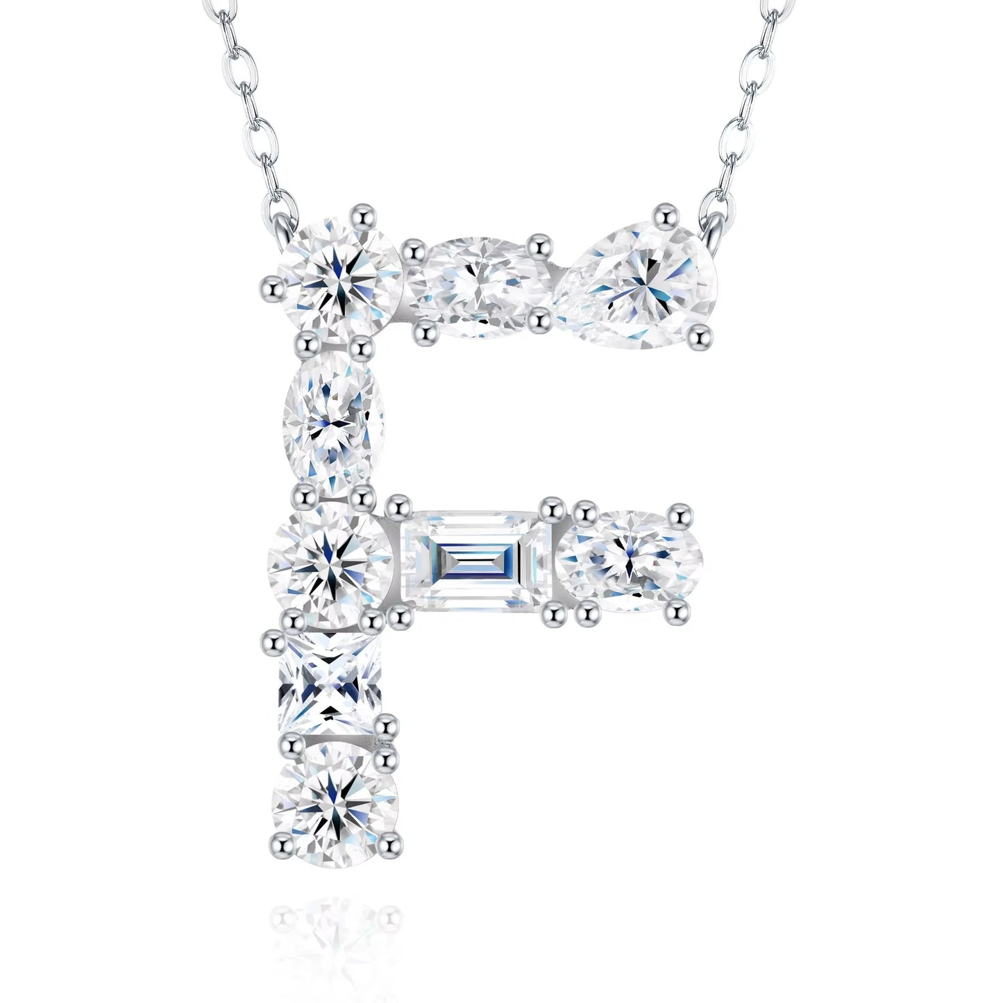 Moissanite Initial 925 Silver Necklace