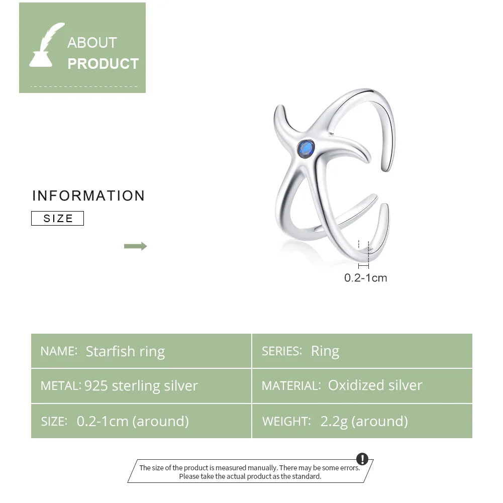 Sculpted Starfish 925 Sterling Silver Ring