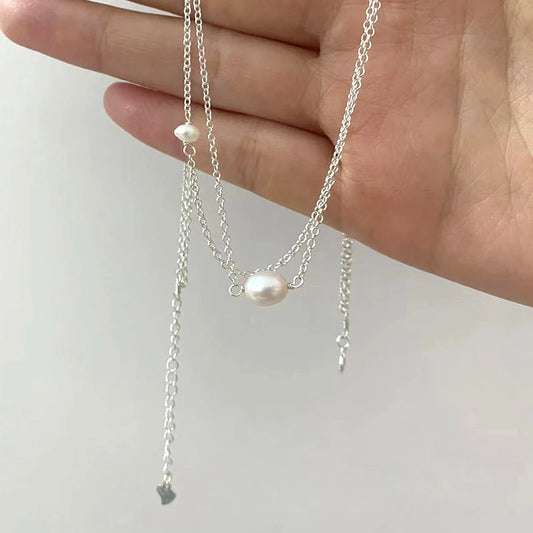Layered Freshwater Pearl Necklace – 925 Sterling Silver