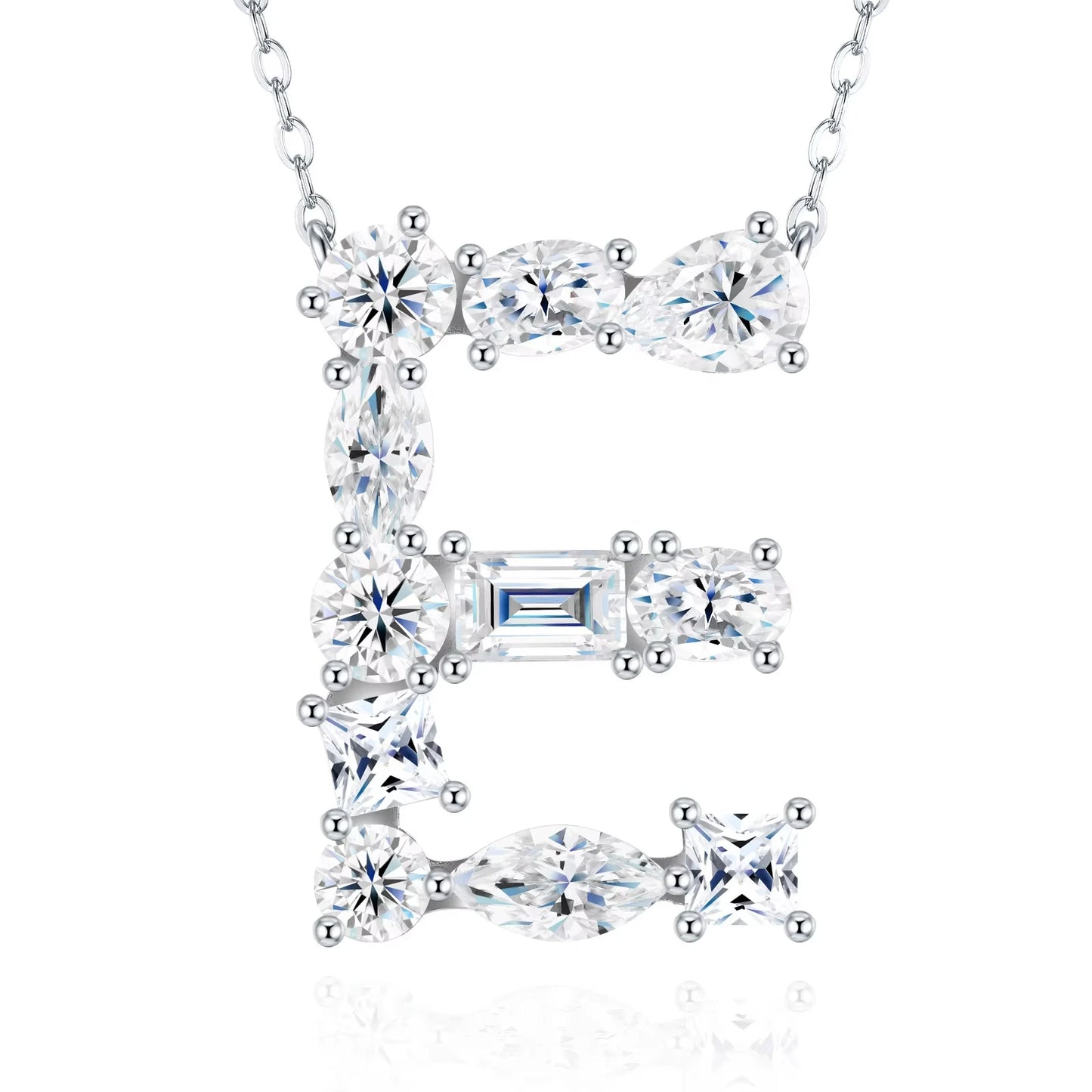 Moissanite Initial 925 Silver Necklace
