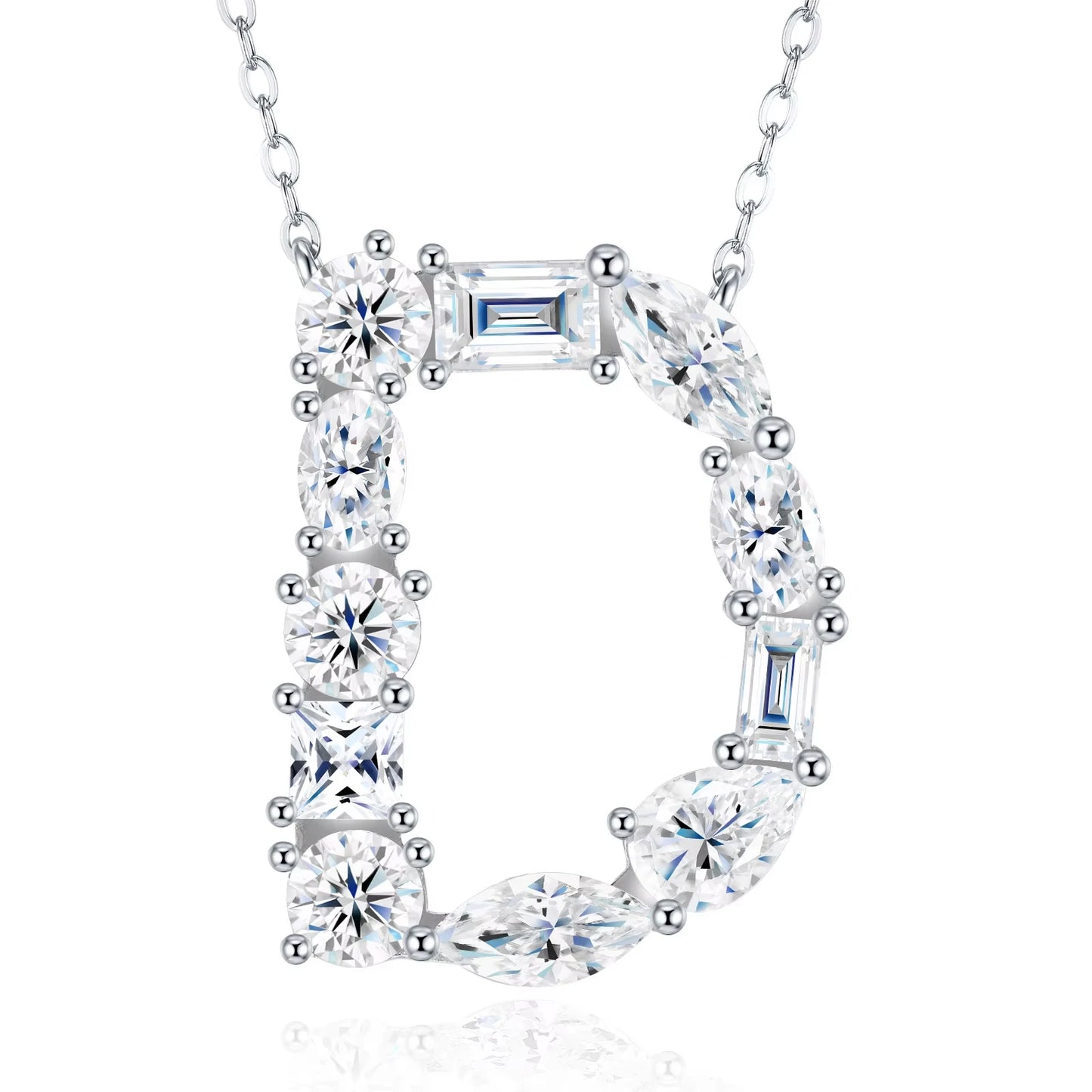 Moissanite Initial 925 Silver Necklace