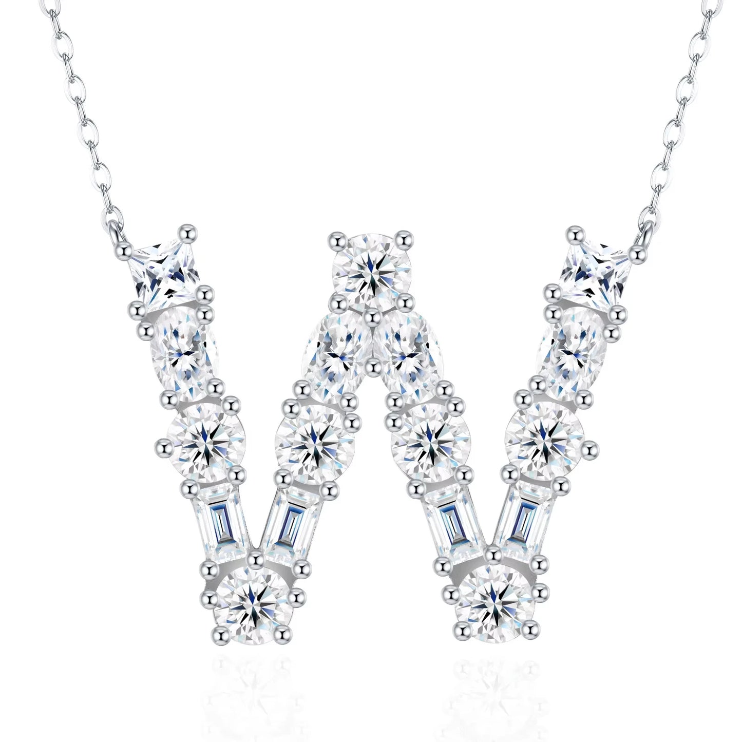 Moissanite Initial 925 Silver Necklace