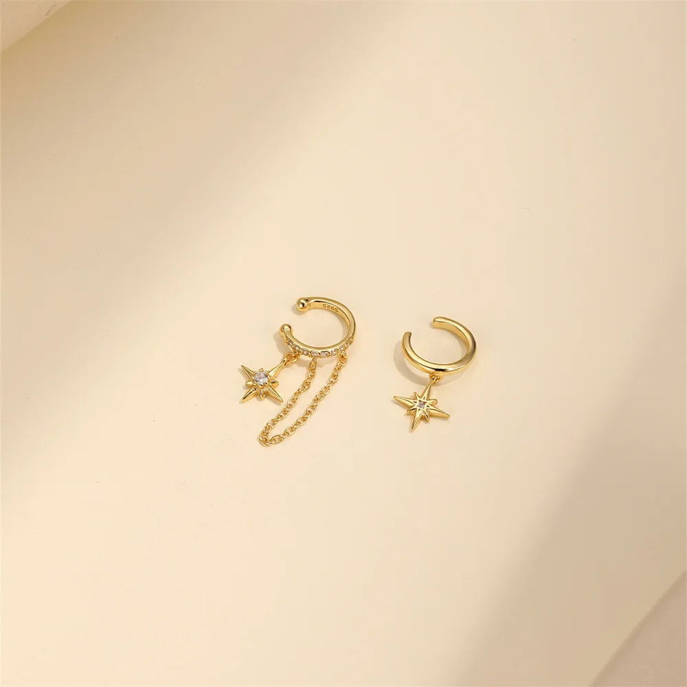 Star Charm 925 Sterling Silver Ear Cuffs