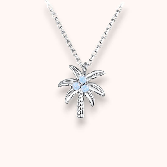 Palm Tree Necklace – 925 Sterling Silver Tropical Pendant