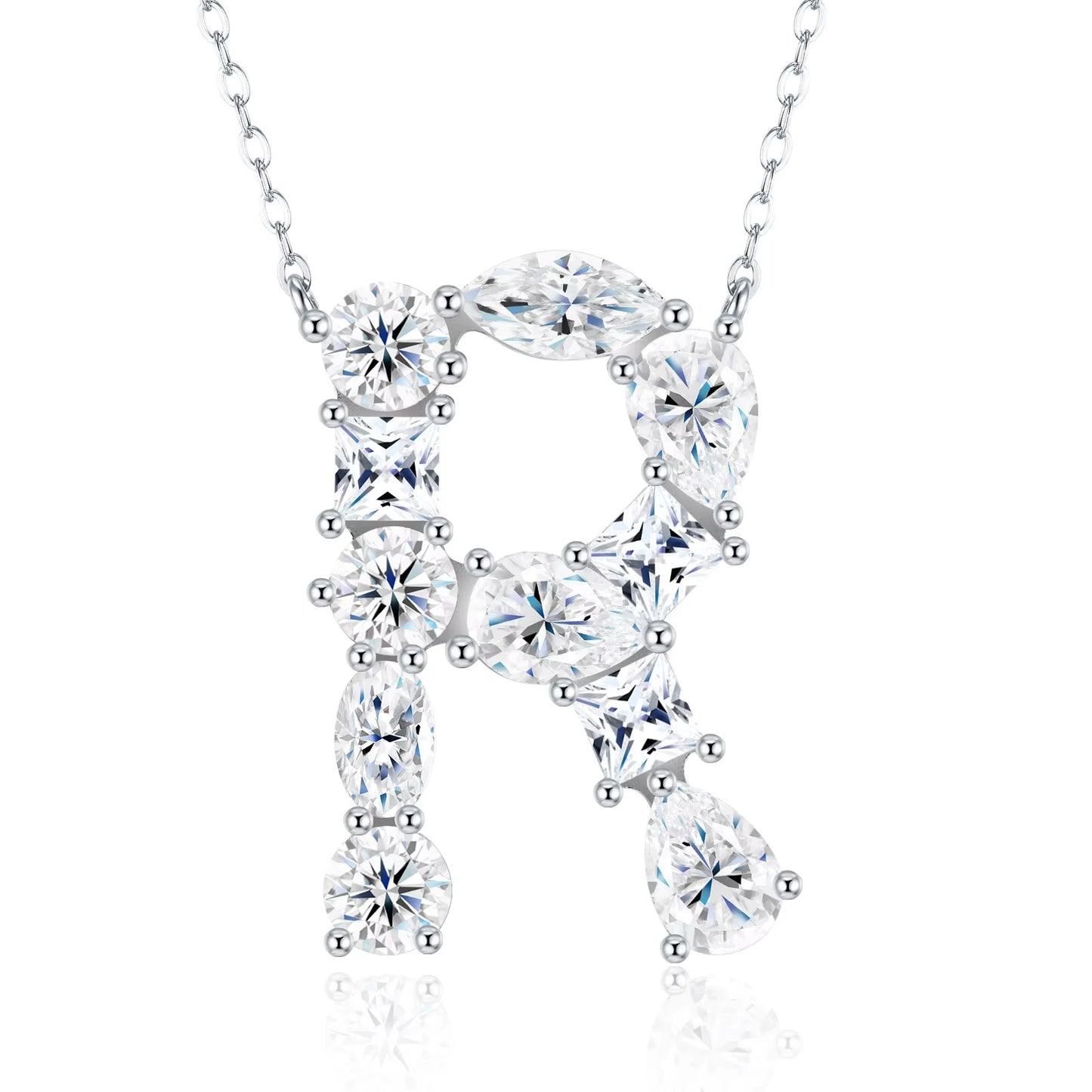 Moissanite Initial 925 Silver Necklace
