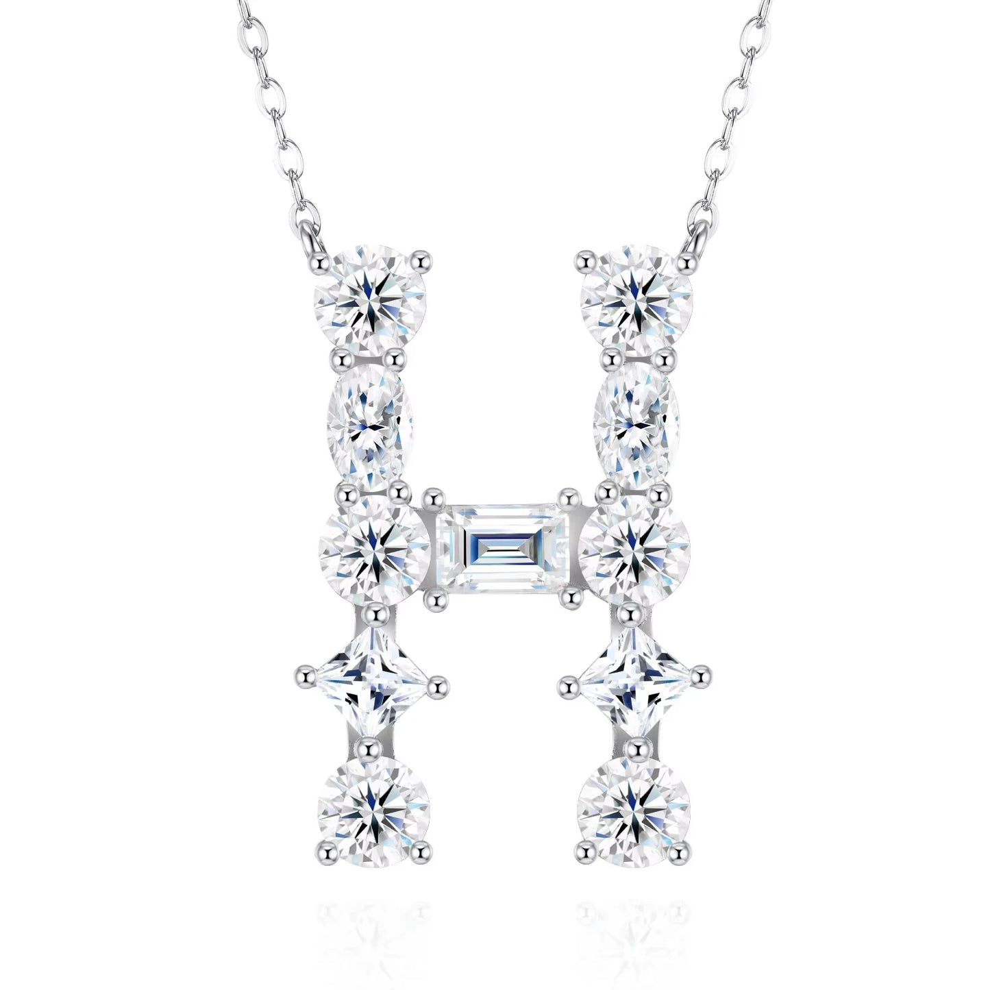 Moissanite Initial 925 Silver Necklace