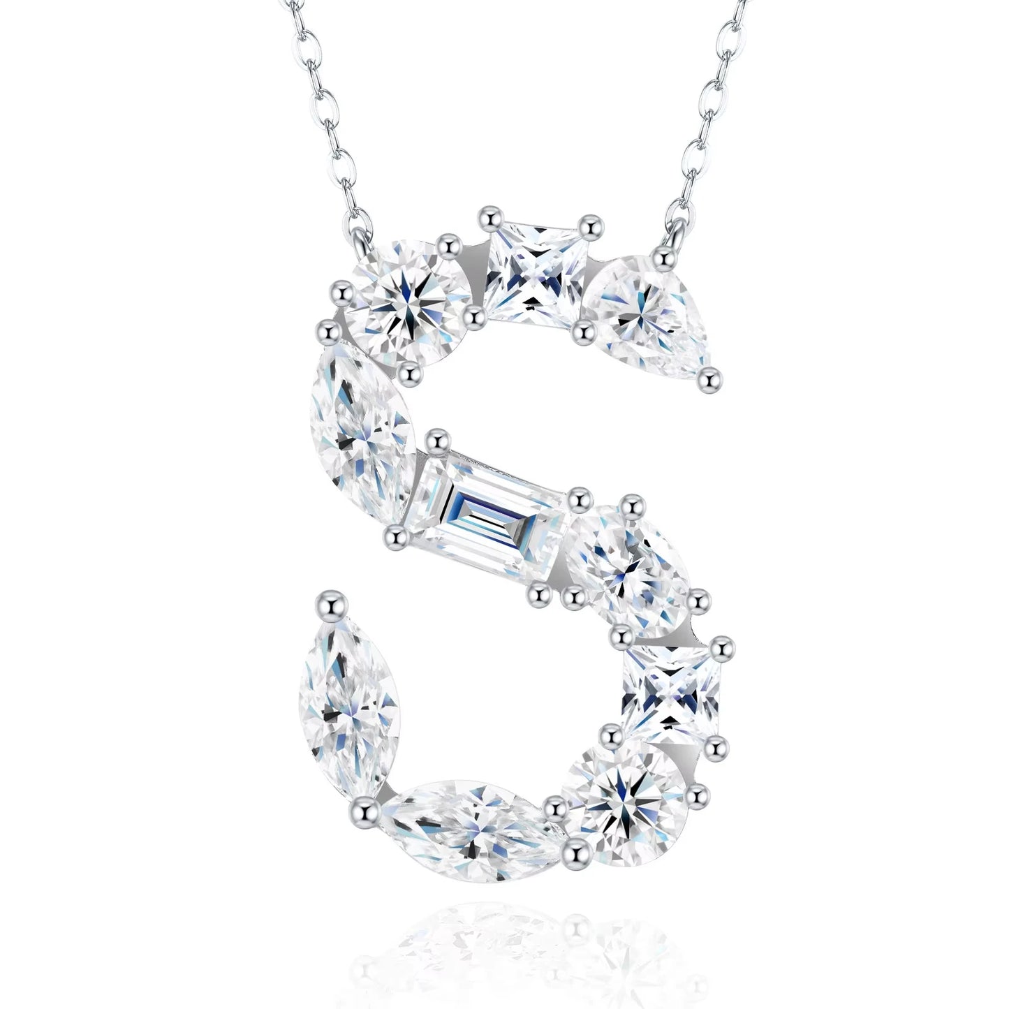 Moissanite Initial 925 Silver Necklace