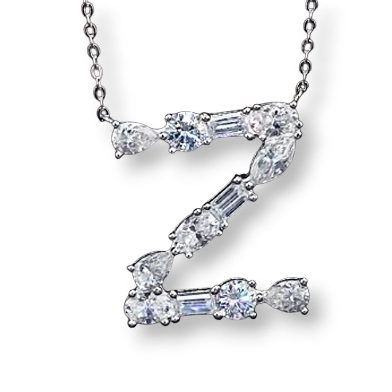 Moissanite Initial 925 Silver Necklace