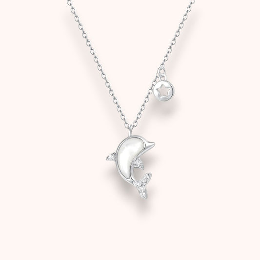 White Dolphin Necklace 925 Sterling Silver | Ocean-Inspired Necklace
