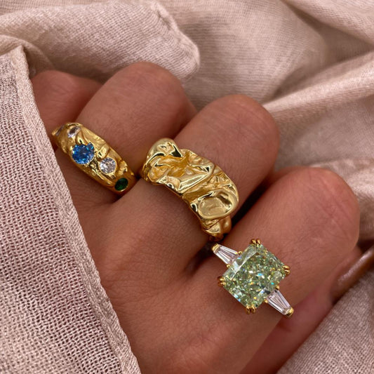 Mint Green Crushed Ice Cut 925 Sterling Silver Ring