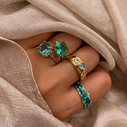 Ocean Crystal 925 Sterling Silver Ring