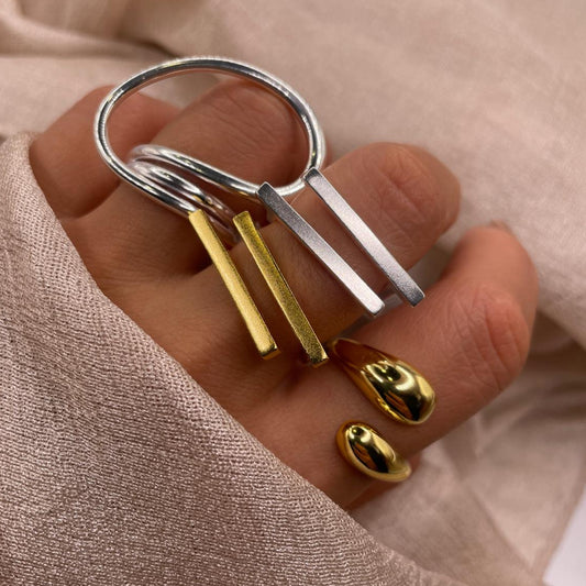 Geometric Bar Adjustable 925 Sterling Silver Ring