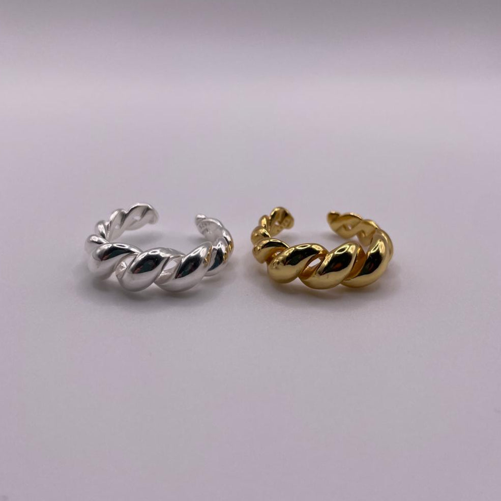 Chunky Twisted Adjustable 925 Sterling Silver Ring