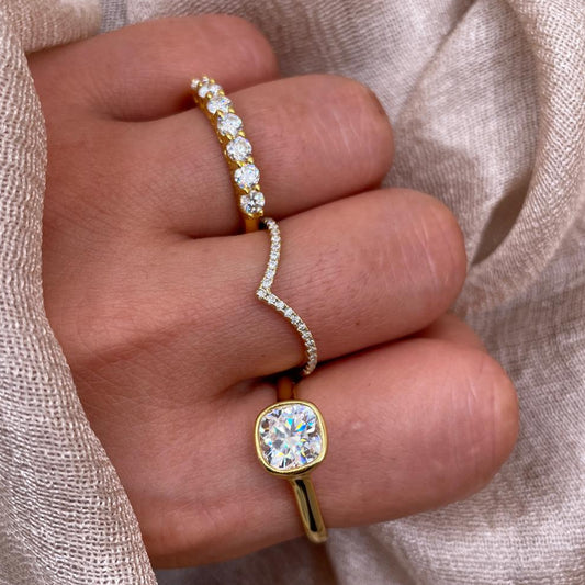 V-Shaped 925 Sterling Silver Moissanite Ring