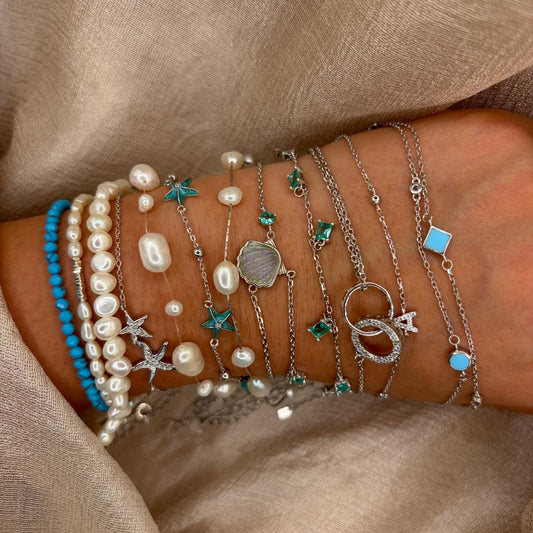 Blue Starfish 925 Sterling Silver Bracelet