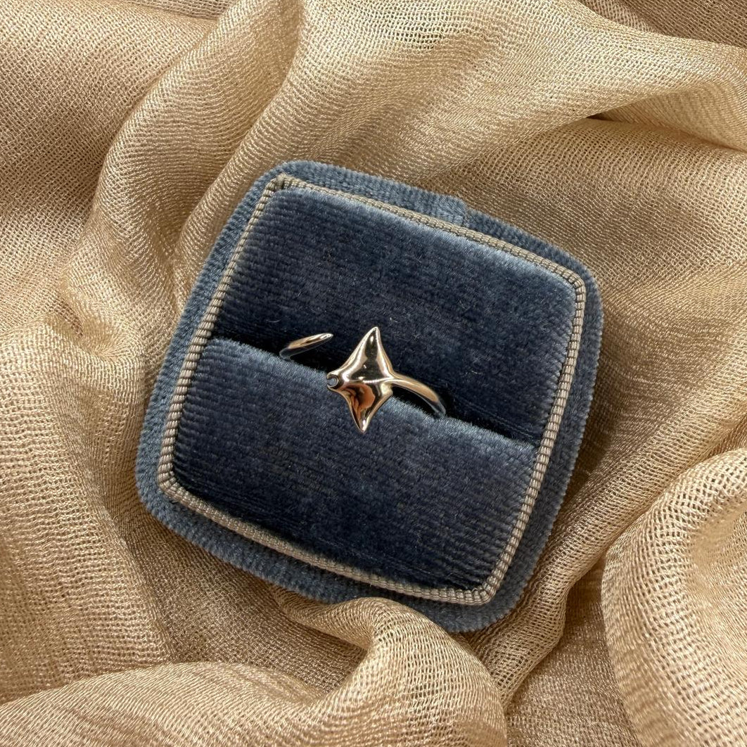Manta Ray Open 925 Sterling Silver Ring Minimal Ocean Adjustable Ring