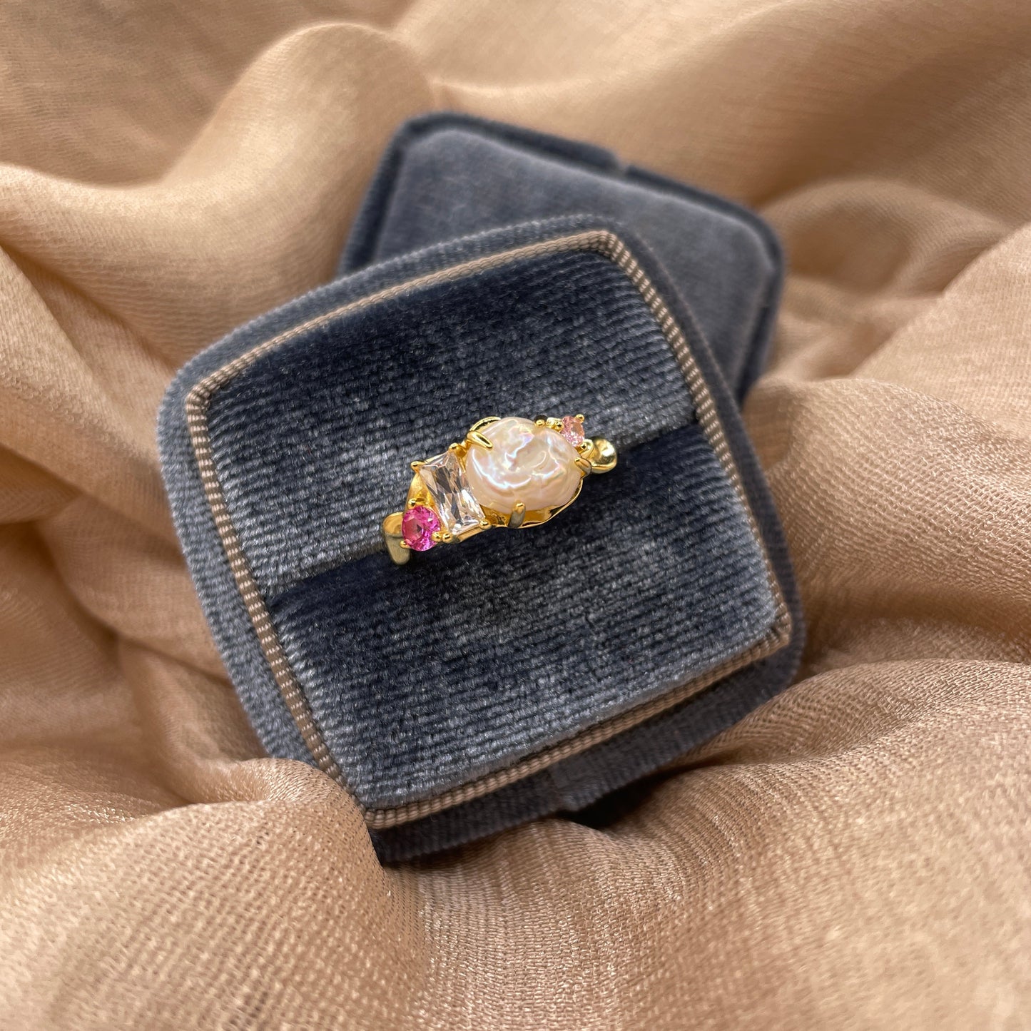 Pearl Bloom Freshwater Pearl Open 925 Sterling Silver Ring