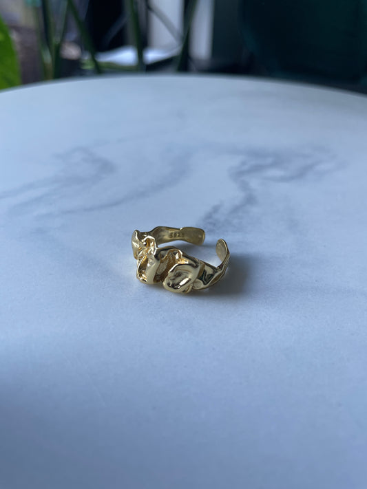 Molten Form 925 Sterling Silver Organic Sculptural Ring –